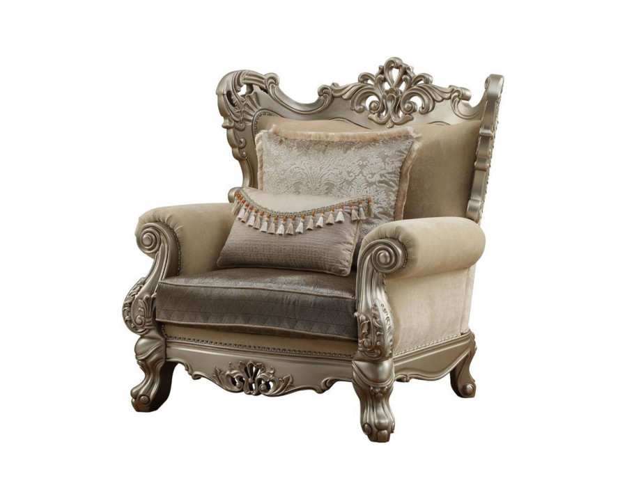 ACME - Ranita Chair with 2 Pillows in Champagne