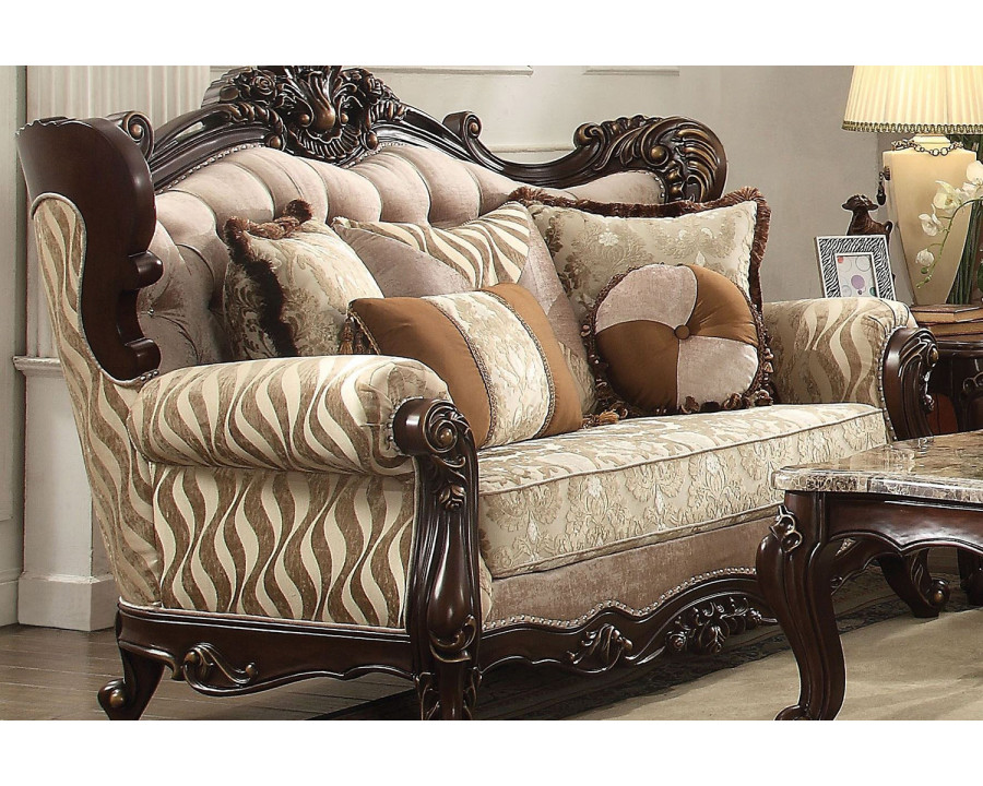 ACME - Shalisa Loveseat with 5 Pillows (Same Lv01586) in Walnut