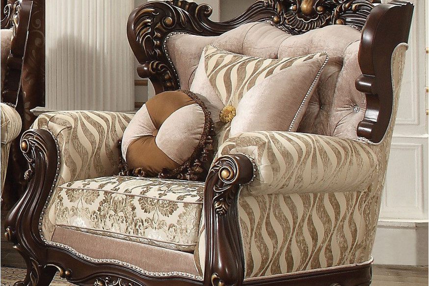 ACME™ Shalisa Chair with 2 Pillows (Same Lv01587) - Walnut