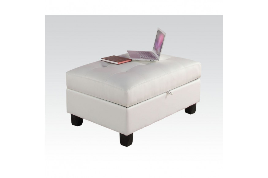 ACME™ Kiva Ottoman with Storage - White Bonded Match