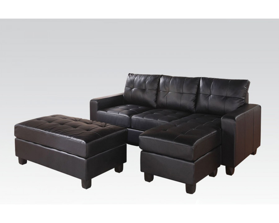 ACME Lyssa Modern Reversible Sectional and Ottoman - Black