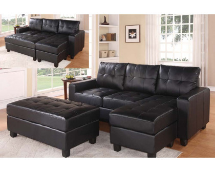 ACME Lyssa Modern Reversible Sectional and Ottoman - Black