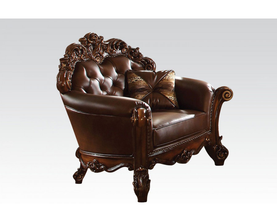 ACME - Vendome Chair with Pillow in Cherry/Cherry