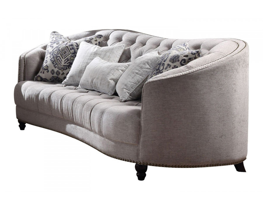 ACME - Saira Sofa with 5 Pillows in Light Gray