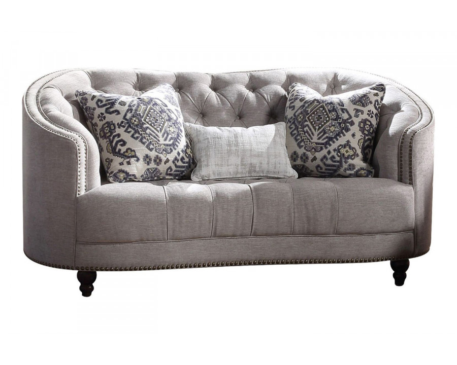 ACME - Saira Loveseat with 3 Pillows in Light Gray