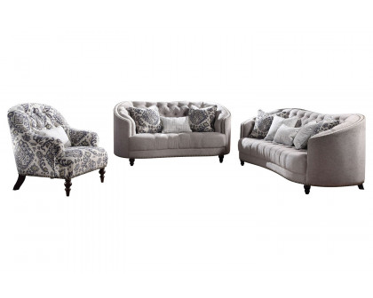 ACME - Saira Loveseat with 3 Pillows in Light Gray