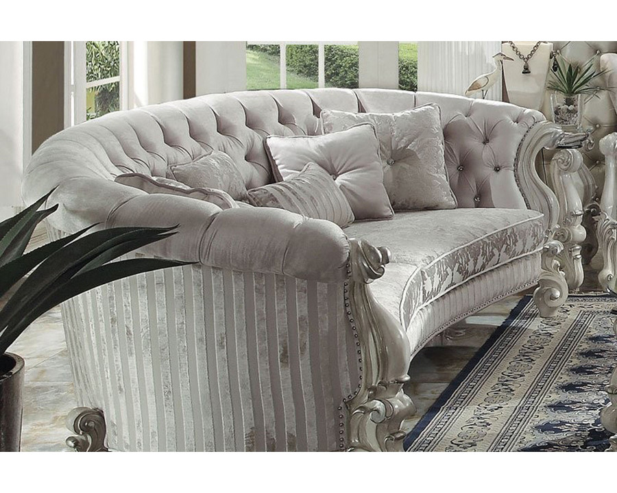 ACME Versailles Crescent Sofa - Ivory Velvet