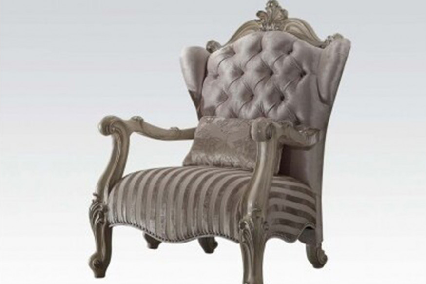 ACME™ Versailles Chair - Ivory Velvet and Bone White