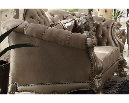 ACME Dresden Loveseat - Bone Velvet and Gold Patina