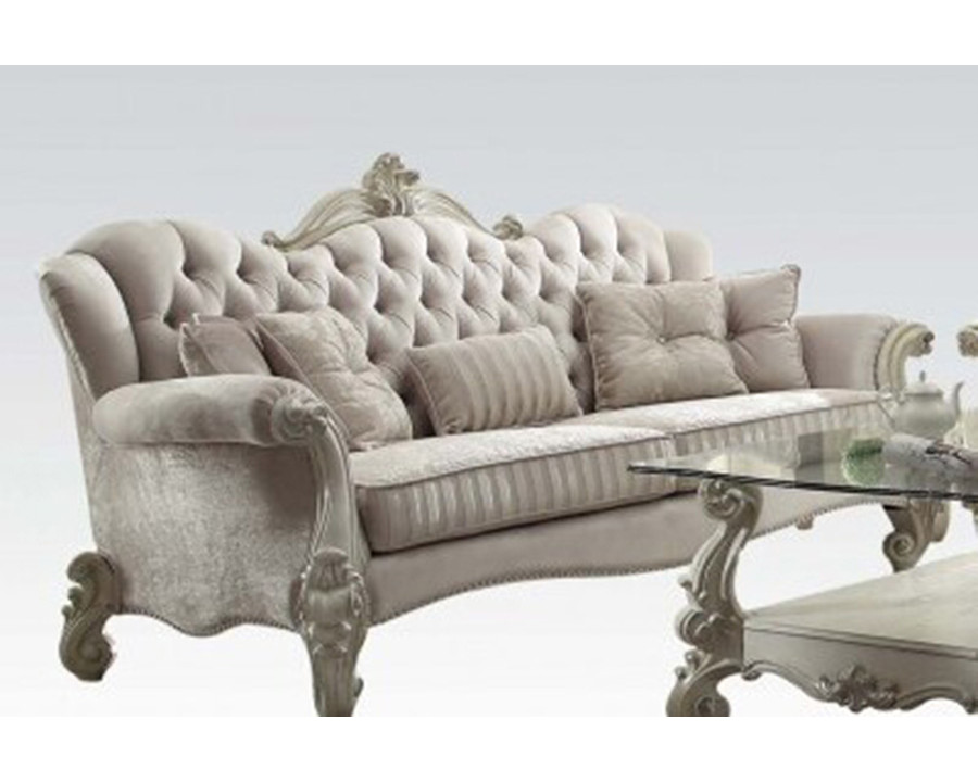 ACME Versailles Sofa - Ivory Velvet and Bone White