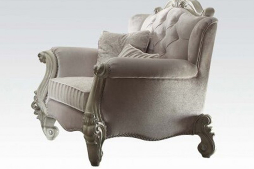 ACME™ Versailles Tufted Chair - Ivory Velvet and Bone White