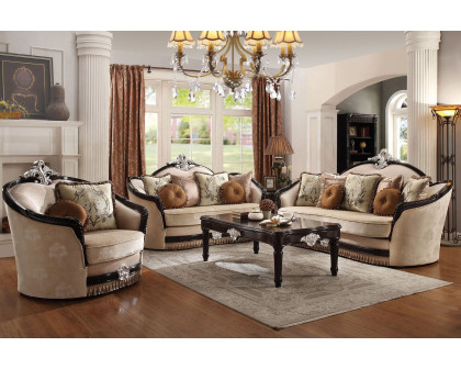 ACME - Ernestine Loveseat with 6 Pillows in Tan/Black