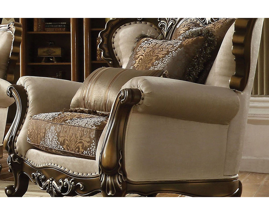 ACME - Latisha Chair with 2 Pillows (Same Lv01578) in Tan/Antique Oak