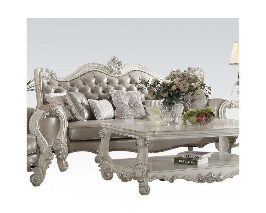 ACME - Versailles Sofa with 7 Pillows in Vintage Gray/Bone White