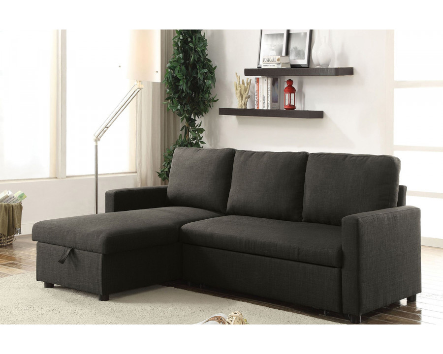 ACME - Hiltons Sectional Sofa in Charcoal Linen