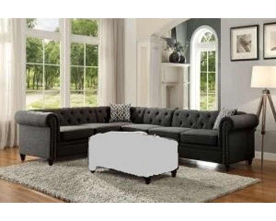 ACME - Aurelia II Sectional Sofa with 2 Pillows in Charcoal Linen