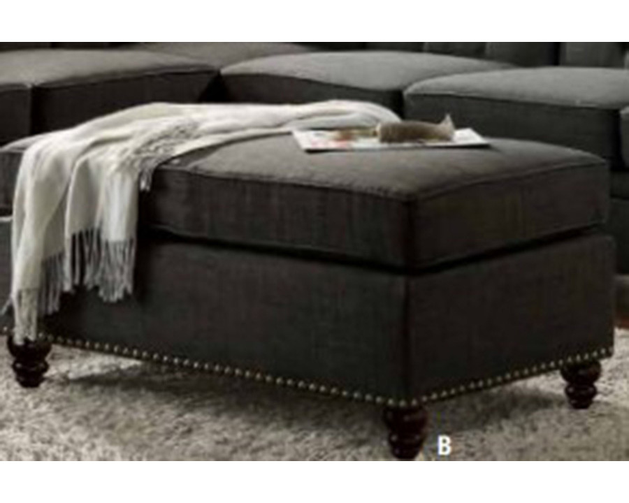 ACME - Aurelia II Ottoman in Charcoal Linen