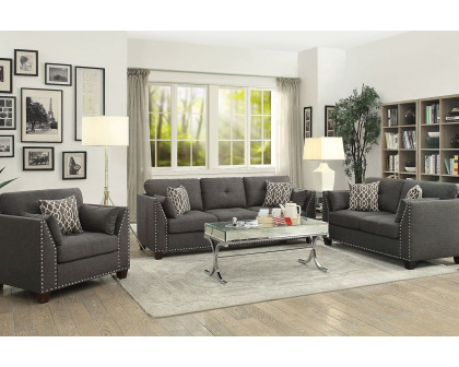 ACME - Laurissa Sofa with 4 Pillows in Light Charcoal