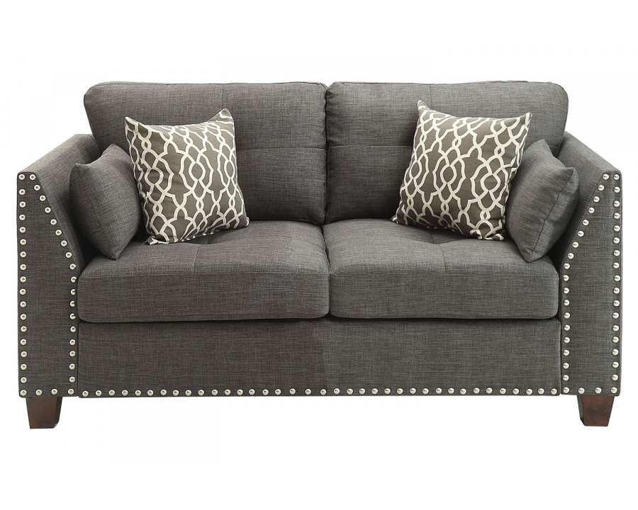 ACME - Laurissa Loveseat with 4 Pillows in Light Charcoal