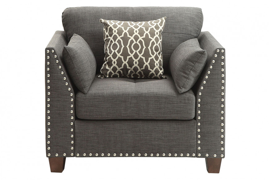 ACME™ Laurissa Chair with 3 Pillows - Light Charcoal