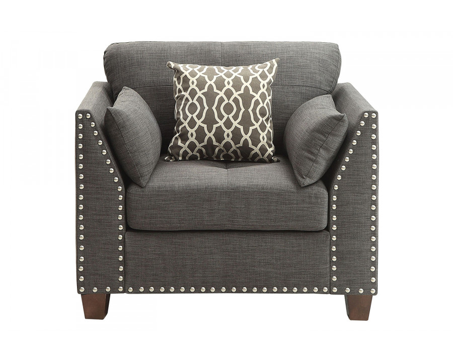 ACME - Laurissa Chair with 3 Pillows in Light Charcoal