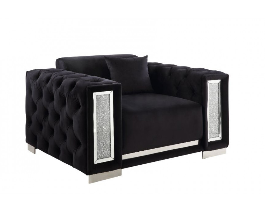 ACME - Trislar Chair with Pillow (Same Lv01399) in Black Velvet