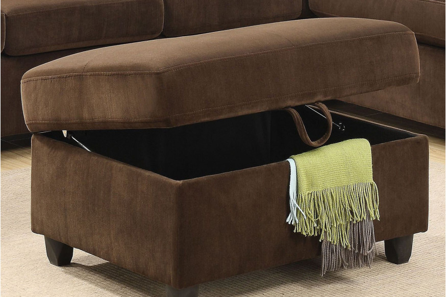 ACME™ Belville Velvet Storage Ottoman - Chocolate