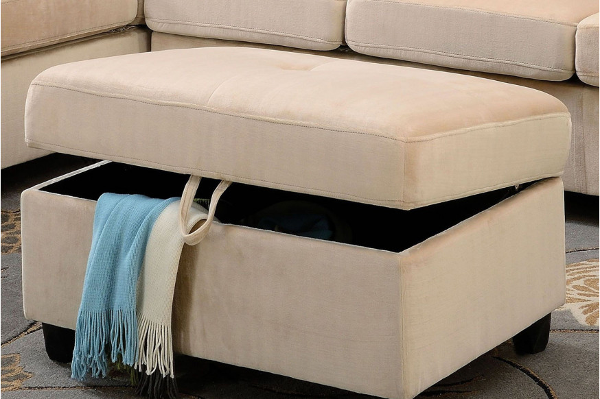 ACME™ Belville Velvet Storage Ottoman - Beige