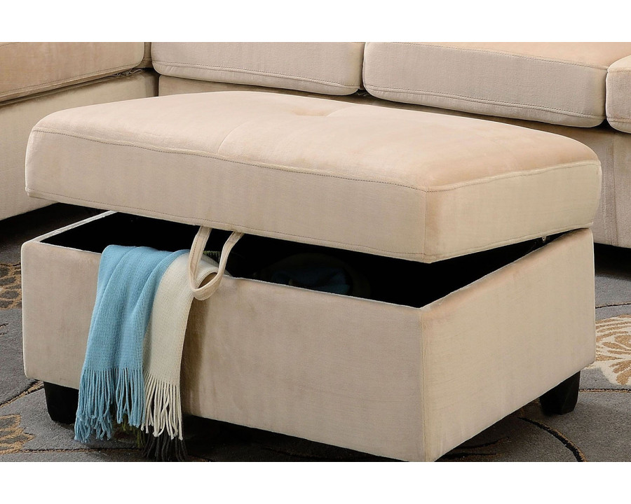 ACME Belville Velvet Storage Ottoman - Beige