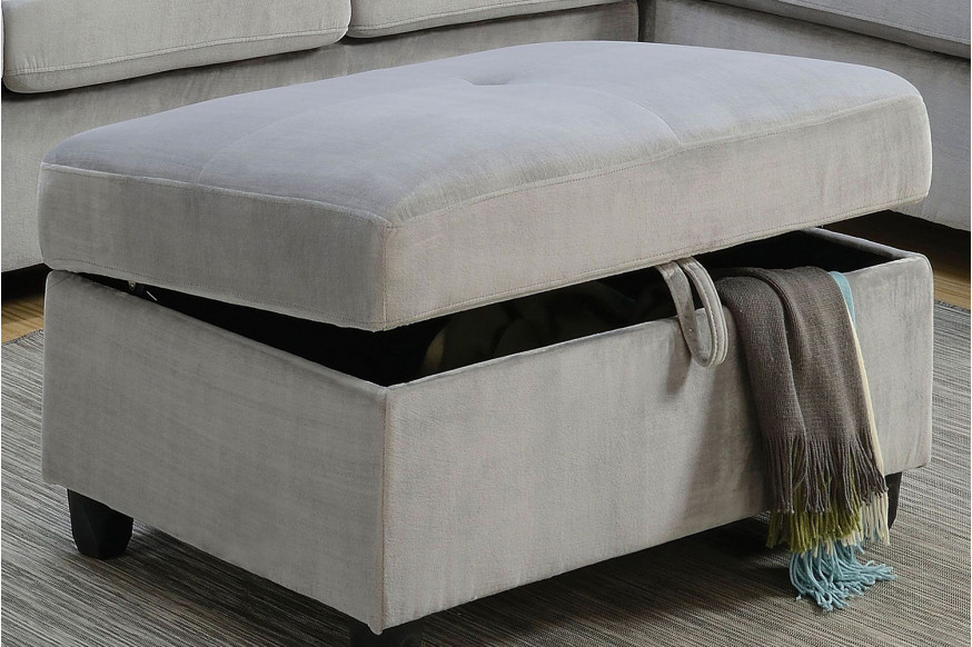 ACME™ Belville Velvet Storage Ottoman - Gray