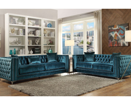 ACME - Gillian Sofa with 3 Pillows in Dark Teal