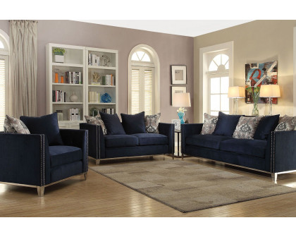 ACME - Phaedra Sofa with 5 Pillows in Blue