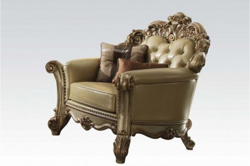 ACME™ Vendome Chair with 2 Pillows - Bone/Gold Patina