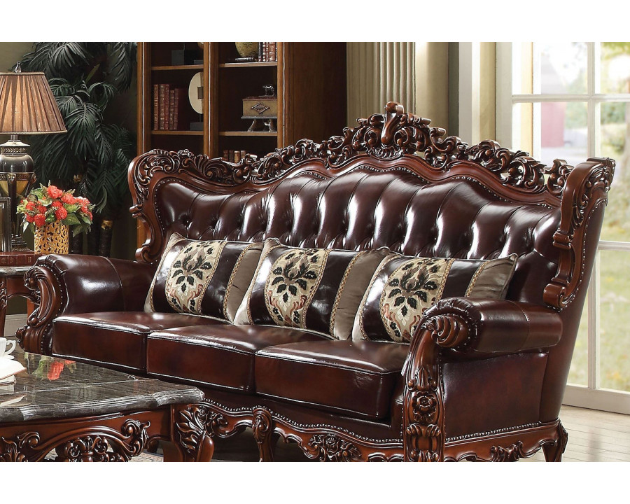 ACME - Eustoma Sofa in Cherry Match/Walnut