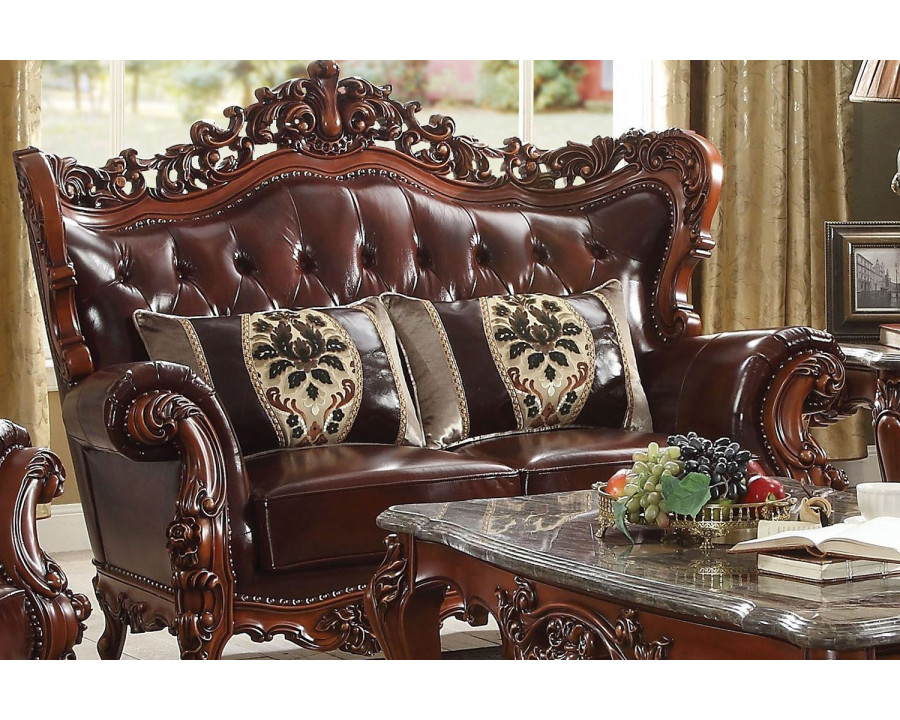 ACME - Eustoma Loveseat in Cherry Match/Walnut