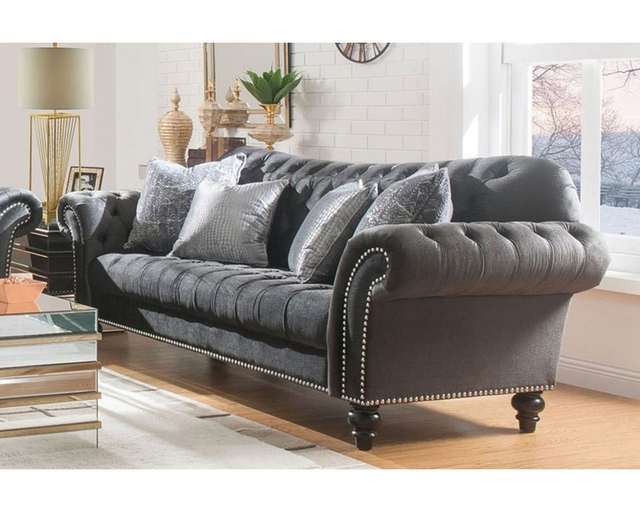 ACME - Gaura Sofa with 4 Pillows in Dark Gray