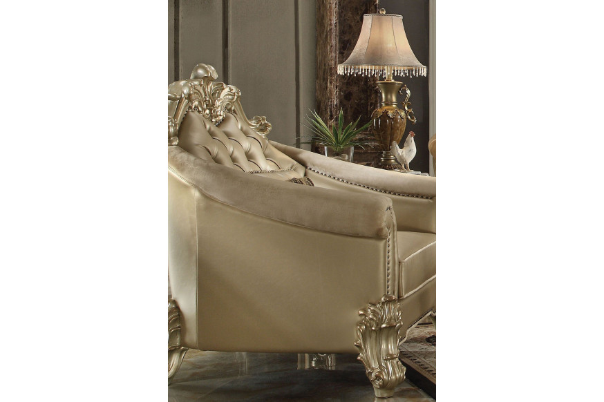 ACME™ Vendome II Chair with Pillow - Bone/Gold Patina