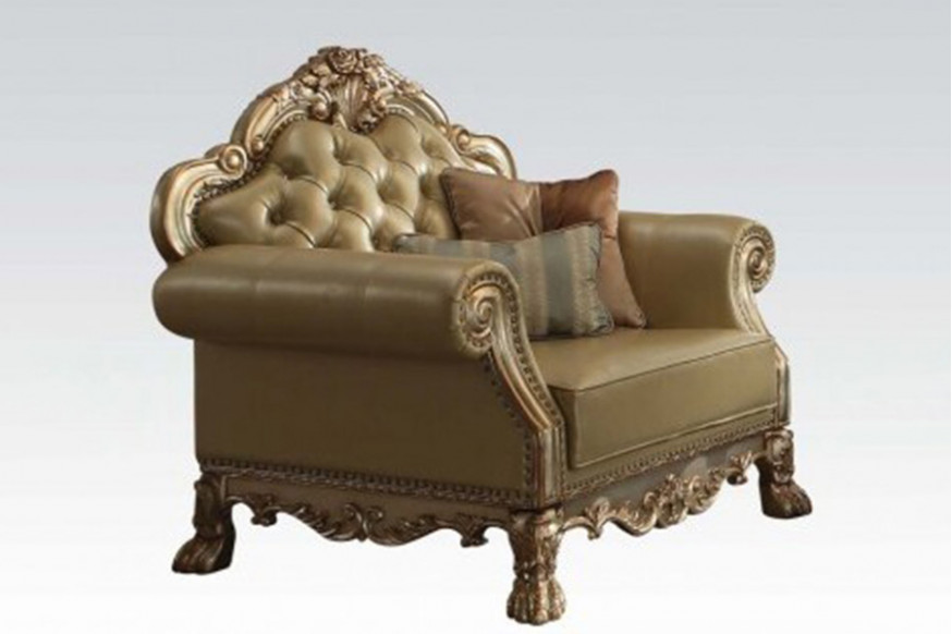 ACME™ Dresden Chair with 2 Pillows - Bone/Gold Patina