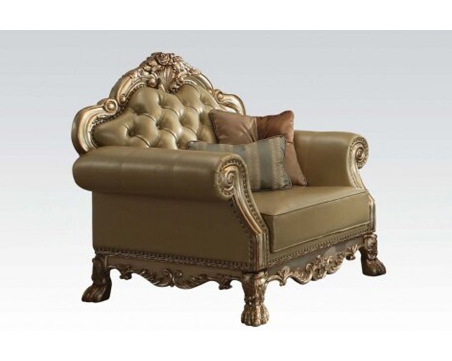 ACME Dresden Chair with 2 Pillows - Bone/Gold Patina