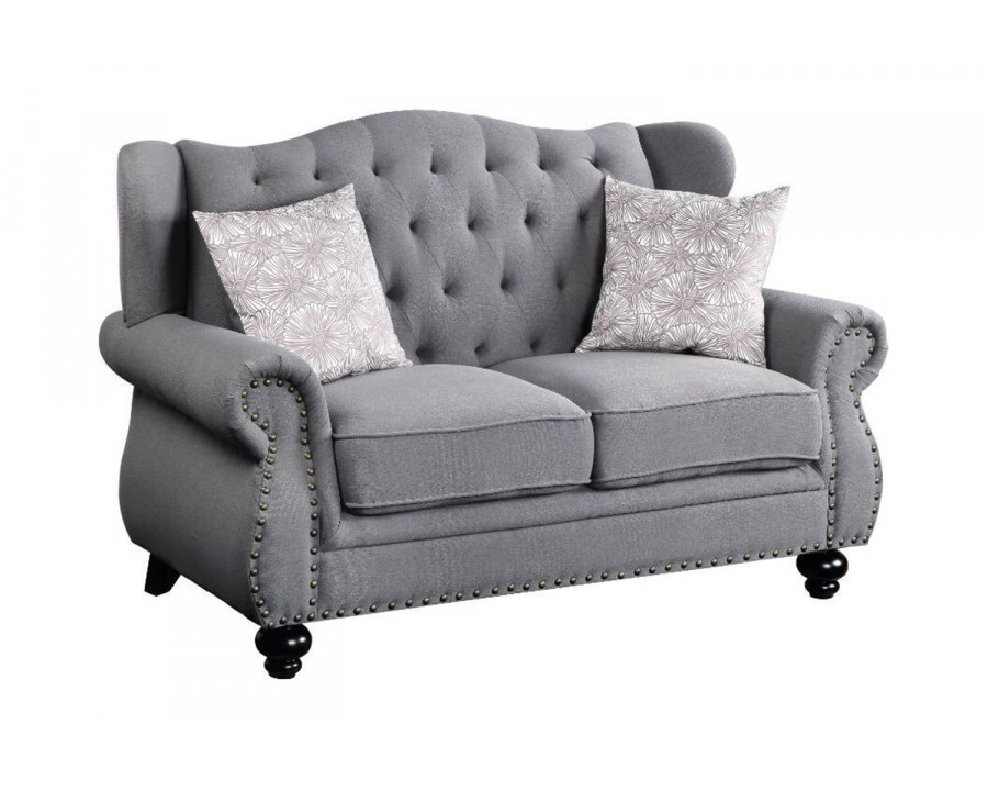 ACME - Hannes Loveseat with 2 Pillows in Gray