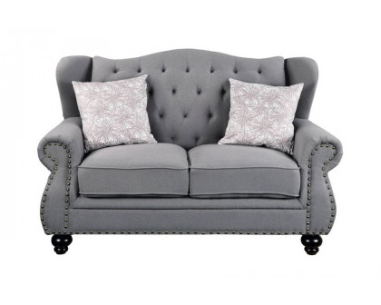 ACME - Hannes Loveseat with 2 Pillows in Gray