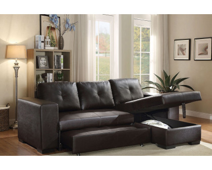 ACME - Lloyd Reversible Sectional Sofa with Sleeper & Storage in Black