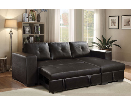 ACME - Lloyd Reversible Sectional Sofa with Sleeper & Storage in Black