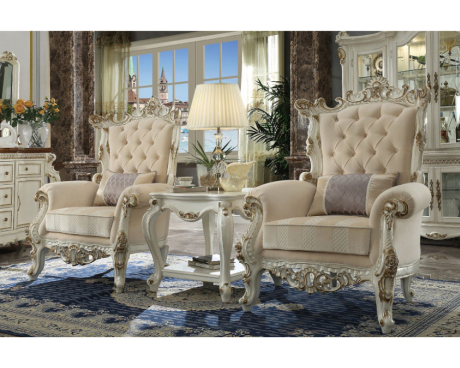 ACME - Picardy II Accent Chair with Pillow in Antique Pearl