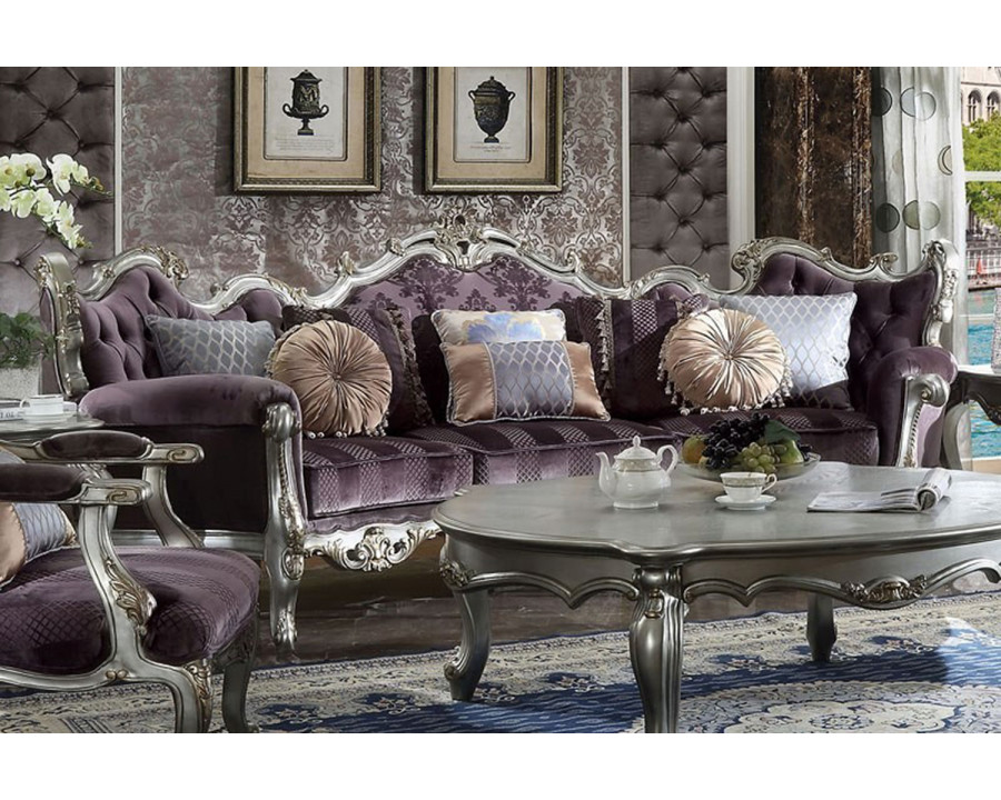 ACME Picardy Sofa - Antique Platinum Silver