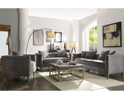 ACME - Sidonia Sofa with 4 Pillows in Gray