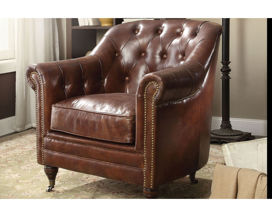 ACME - Aberdeen Accent Chair in Vintage Dark Brown