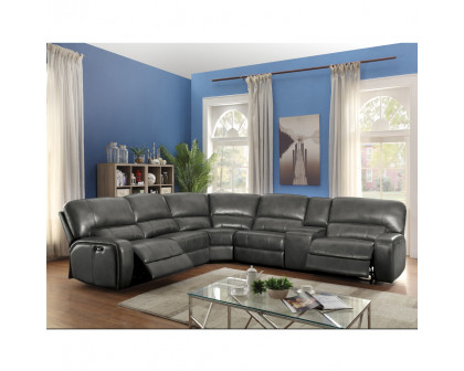 ACME Saul Power Motion Sectional Sofa - Gray-Aire, 127"L