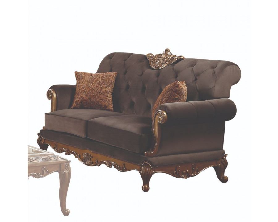 ACME - Orianne Loveseat in Charcoal Antique Gold