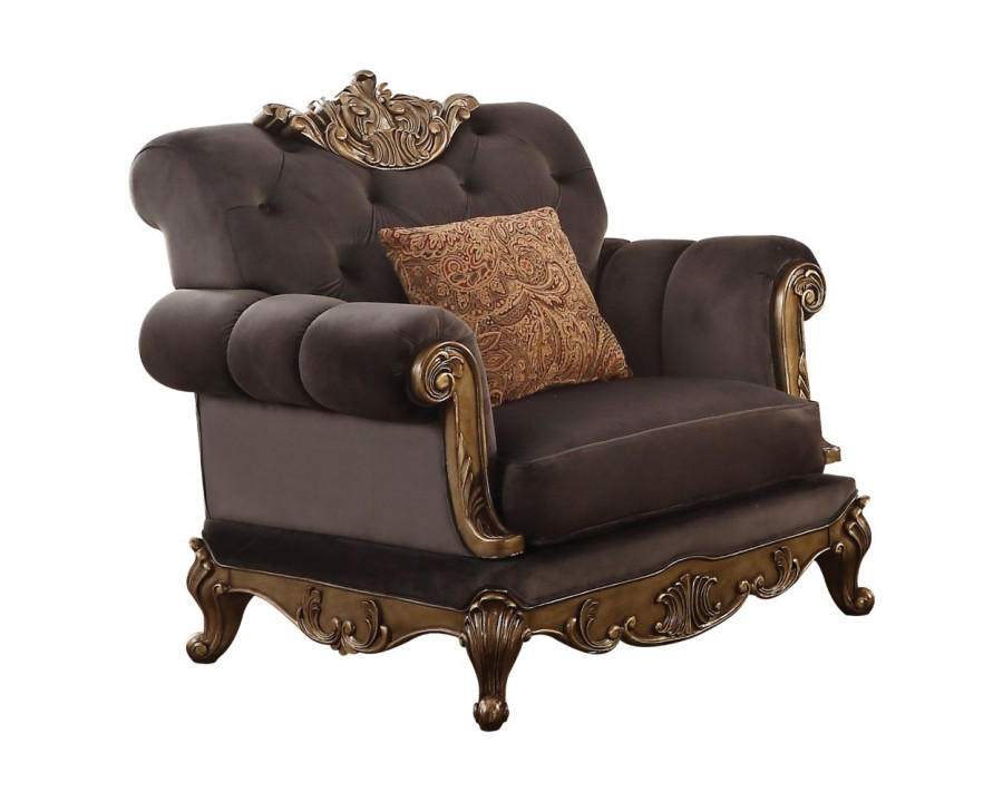 ACME - Orianne Chair in Charcoal Antique Gold